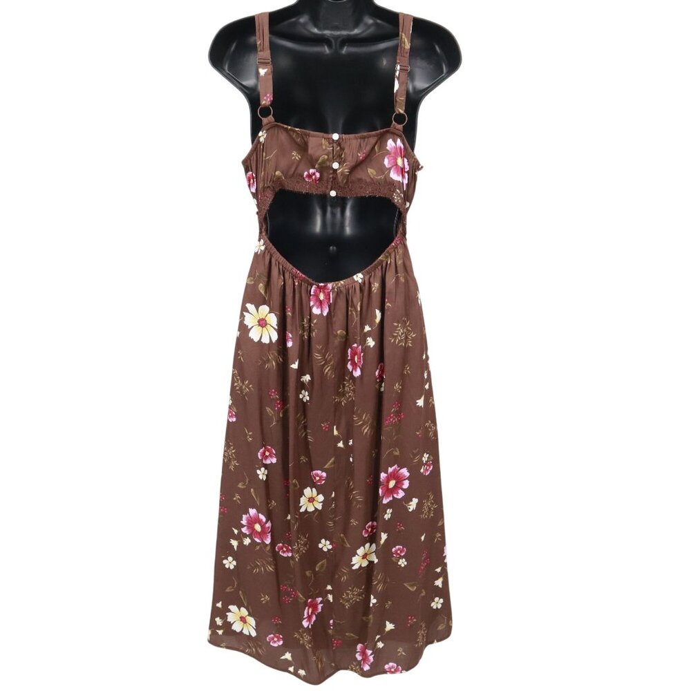 Old Navy Slip Dress Women M Brown Bloomcore Feminine Cottagecore Girly Y2K Style - Picture 6 of 16